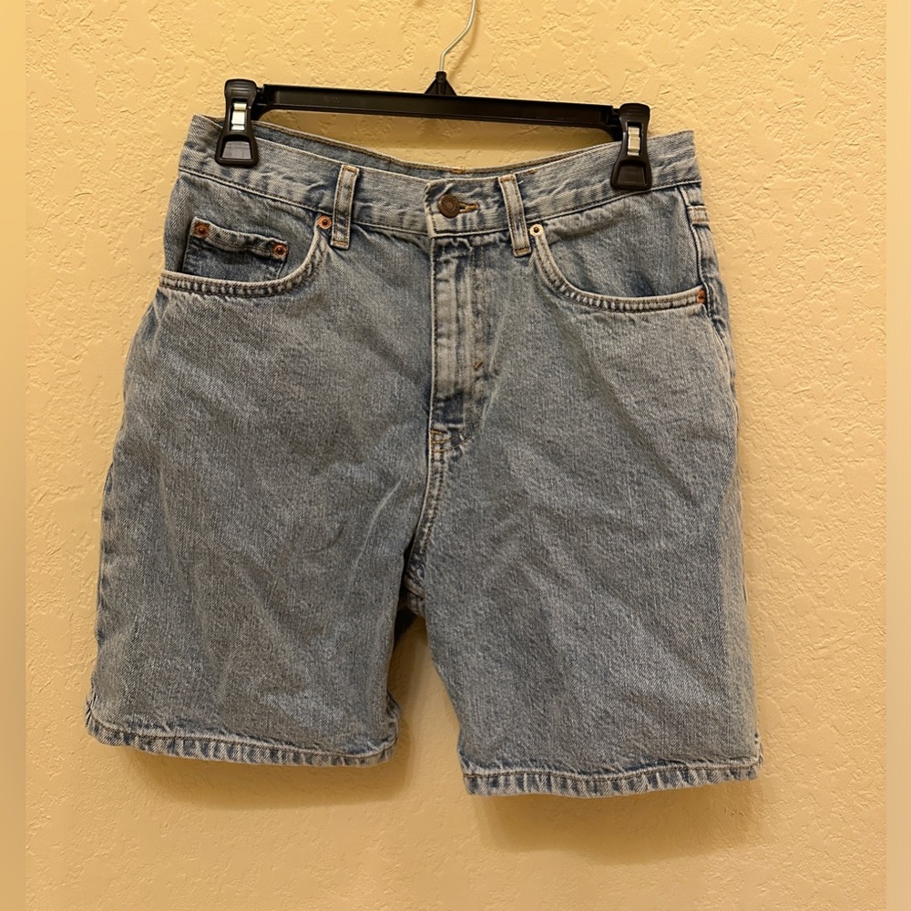 Topshop light wash denim shorts